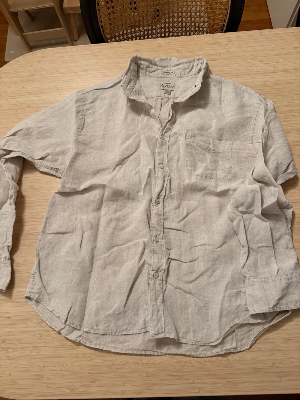 J. Crew Light Gray Linen Casual Button-Down Shirt